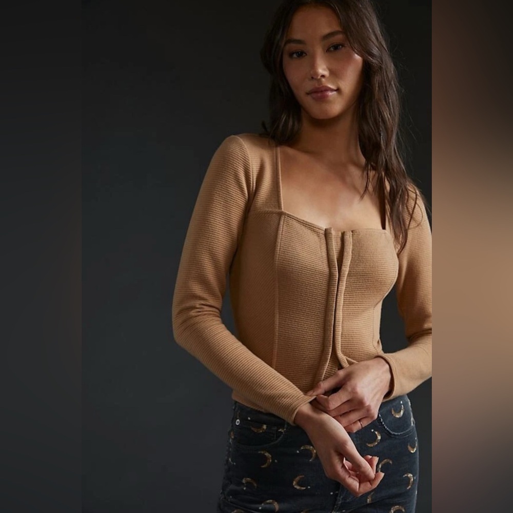 BB Dakota Ribbed Corset-Seamed Top | Size XL